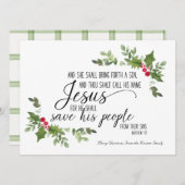 Religieuze kerstkaart met KJV Bijbelse versie (Voorkant / Achterkant)