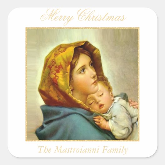 Religieuze kerstmaagd Mary en Jezus Gift Label (Voorkant)