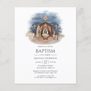 Religieuze kerststal doop uitnodiging flyer