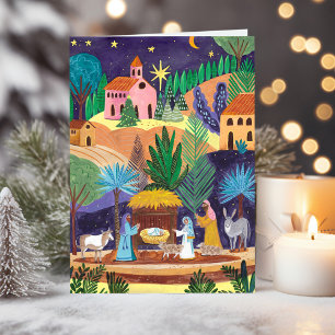 Religieuze Kerststal Eer aan God Kerstmis Feestdagen Kaart