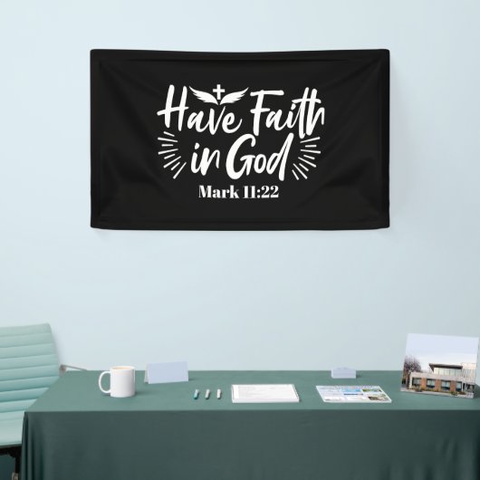 Religieuze kunst: Heb vertrouwen in God Schriftont Spandoek (Beurs)