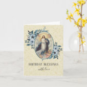 Religieuze  Maagd Maria Bloemenrozenkrans Kaart (Gele Bloem)