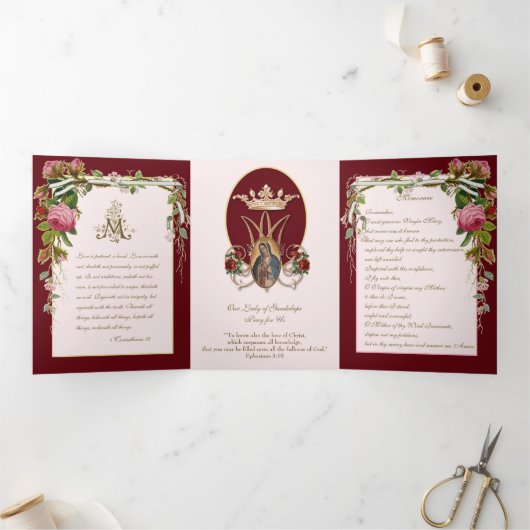 Religieuze Maagd Maria Guadalupe Gebeds Valentijn  Drieluik Kaart (Binnen)