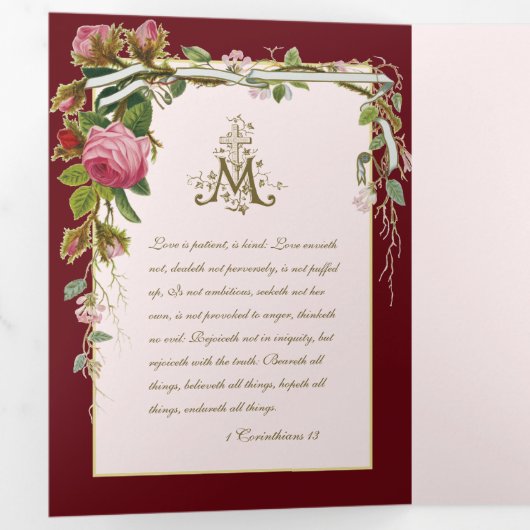 Religieuze Maagd Maria Guadalupe Gebeds Valentijn  Drieluik Kaart (Binnenzijde eerst)