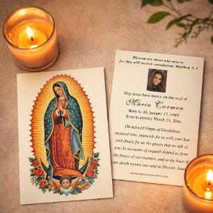 Religieuze Maagd Maria Guadalupe Katholieke Begraf Visitekaartje