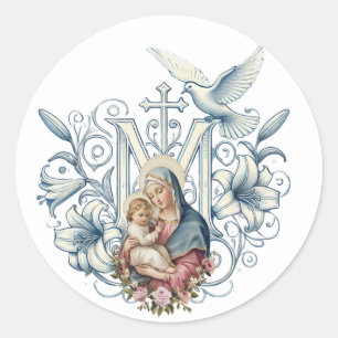 Religieuze Maagd Maria Jezus Maria Kruis Ronde Sticker