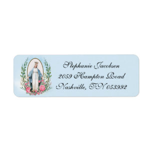 Religieuze Maagd Maria Katholieke Floral Cla Etiket