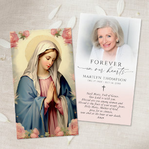 Religieuze Maagd Maria Kruis Foto Gebedskaart Visitekaartje
