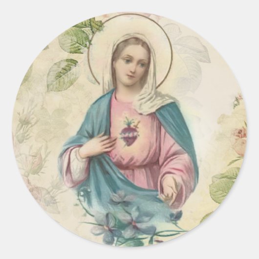 Religieuze Maagd Maria Onbevlekt Hart  Ronde Sticker (Voorkant)