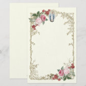 Religieuze Maagd Maria Roze Rozen Bloemen Briefpapier (Voorkant / Achterkant)