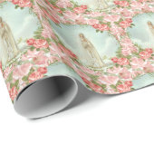 Religieuze Maagd Mary Fatima Roze Rozen Cadeaupapier (Rol Hoek)