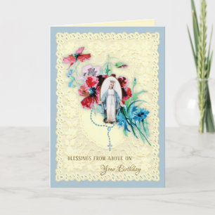 Religieuze Maagd Mary Flowers Katholieke Dag Feestdagen Kaart