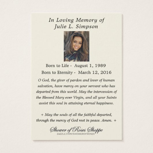  Religieuze Maagd Mary Funeral Katholiek Visitekaartje (Achterkant)