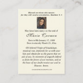 Religieuze maagd Mary Funeral Prayer Plaatskaartje (Achterkant)