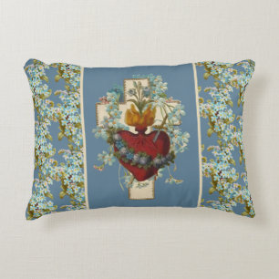 Religieuze maagd Mary Heart Floral Cross Accent Kussen