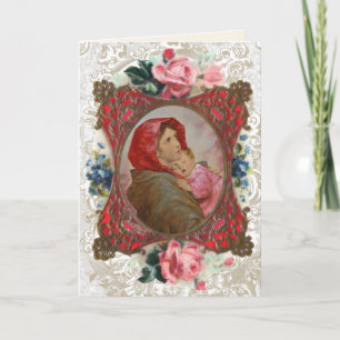 Religieuze Maagd Mary Jesus  Floral Card Kaart