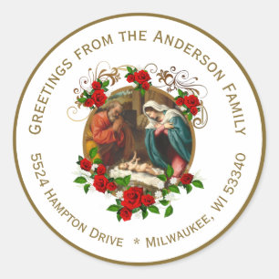 Religieuze Maagd Mary Jesus Kerstmis Nativiteit Ronde Sticker