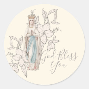 Religieuze Maagd Mary Lourdes God zegene u Ronde Sticker