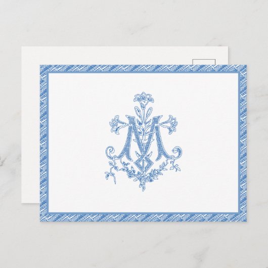 Religieuze maagd Mary Marian Cross Blue Lilies Briefkaart (Voorkant / Achterkant)
