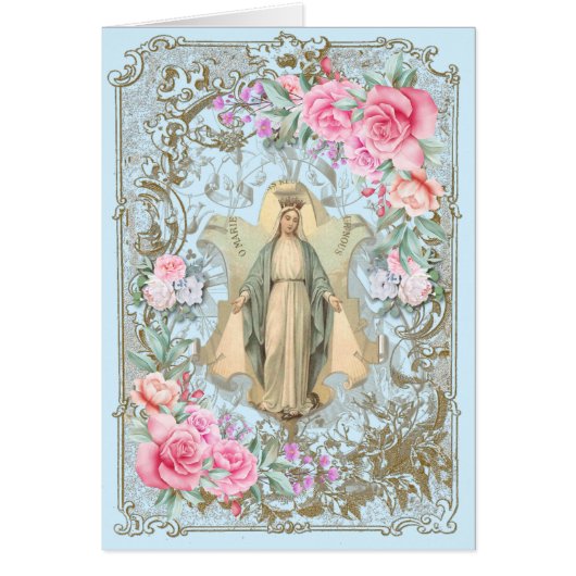 Religieuze Maagd Mary Prayer Pink Roses (Voorkant)