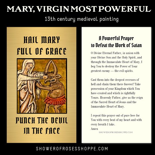 Religieuze maagd Mary Prayer Punch Devil Plaatskaartje