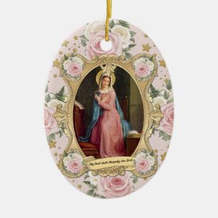 Religieuze maagd Mary Roze Roses katholiek Keramisch Ornament