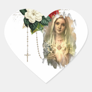 Religieuze Maagd Mary Rozen Elegant  Hart Sticker