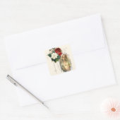 Religieuze Maagd Mary Rozen Elegant  Heart Vierkante Sticker (Envelop)