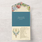 Religieuze maagd Mary Vogelroze rozen All In One Uitnodiging (Binnen)