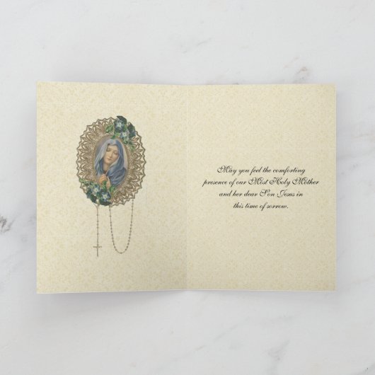 Religieuze Maagd Moeder Maria Sympathie Condoleanc Kaart (Binnen)