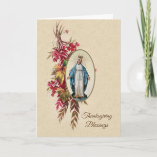 Religieuze Maagd Moeder Mary Thanksgiving Feestdagen Kaart