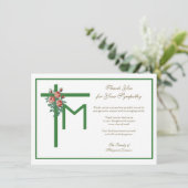 Religieuze Marian Cross Funeral Rozen condoleances Bedankkaart (Staand voorkant)