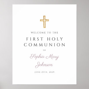 Religieuze Mauve Girl Eerste Communauteit Welkom Poster