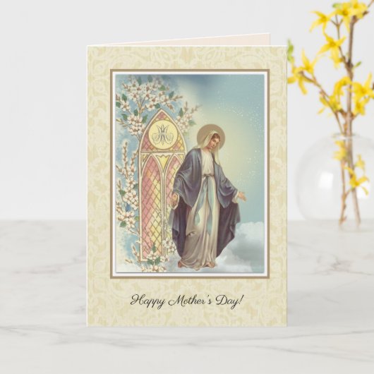 Religieuze Moederdag Heilige Maagd Maria Kaart (Gele Bloem)