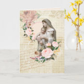 Religieuze Moederdag Maagd Maria Lam Jezus Kaart (Gele Bloem)