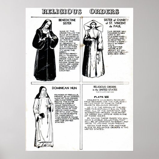 Religieuze Orden Benedictine Nuns Poster (Voorkant)