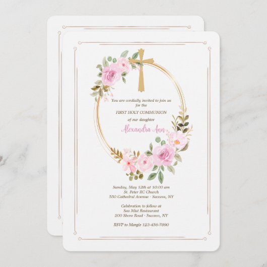 Religieuze ovale uitnodiging (Voorkant / Achterkant)