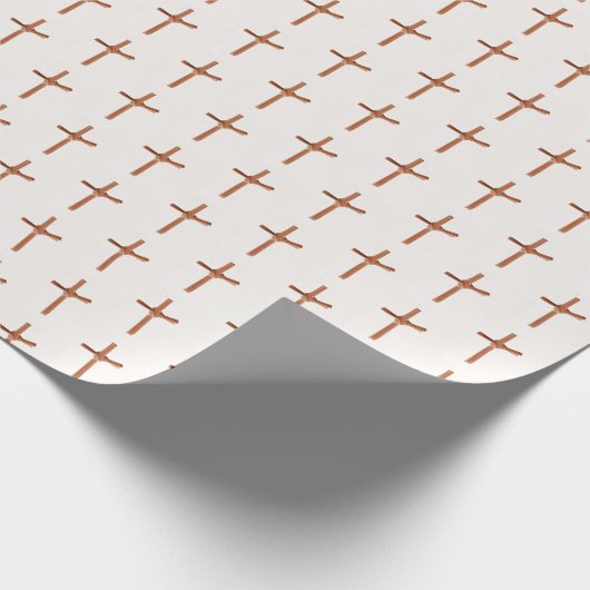 Religieuze Palm Cross in Elegant Patroon, Wit Cadeaupapier (Hoek)