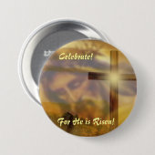 Religieuze Pasen Button "Hij is gerezen" (Voorkant /achterkant)