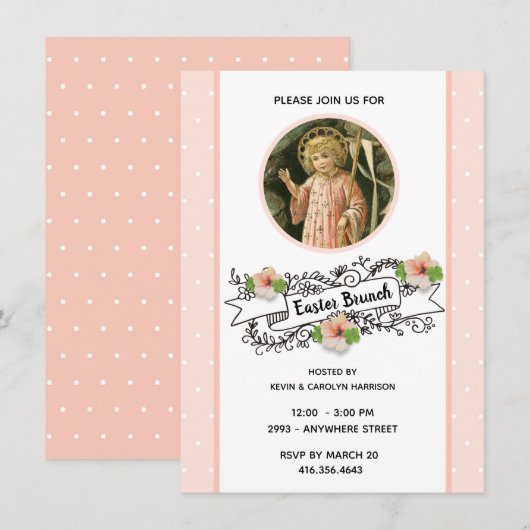 Religieuze Pasen Lente Pascha Brunch Viering Kaart (Voorkant / Achterkant)