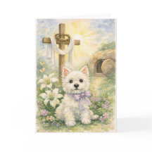 Religieuze Pasen Westie Watercolor Kaart
