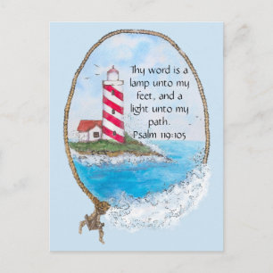 Religieuze Psalm Vuurtoren Oceaan Briefkaart
