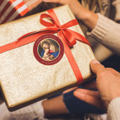 Religieuze Red & Gold Madonna en kerstmis voor kin Ronde Sticker