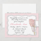 Religieuze Roze Rosary Beads Uitnodiging (Voorkant / Achterkant)