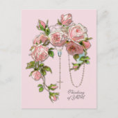 Religieuze roze Roses Rosary Virgin Mary  Briefkaart (Voorkant)