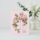 Religieuze roze Roses Rosary Virgin Mary  Briefkaart (Staand voorkant)