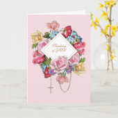 Religieuze  Rozen Rosary Floral katholiek Kaart (Gele Bloem)