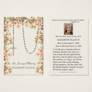 Religieuze rozenkrans Rozen Begrafenis Gebed Visitekaartje