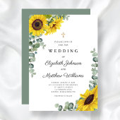 Religieuze Sage Green Sunflower Wedding Kaart