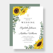 Religieuze Sage Green Sunflower Wedding Kaart
